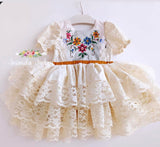 Custom Vintage eyelet lace dress CREAM, ships August/September