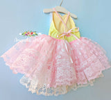 Pastel Pink Rose Heart Dress Ooak RTS 3T