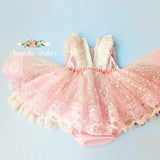 Rainbow Romper pink RTS size 3T