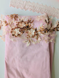 Custom Pink Full Length Dress with cap sleeves, add bow tie for baby boy